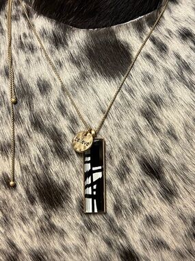Demdaco Gold-Tone 'Believe' Necklace with Black & White Inlay